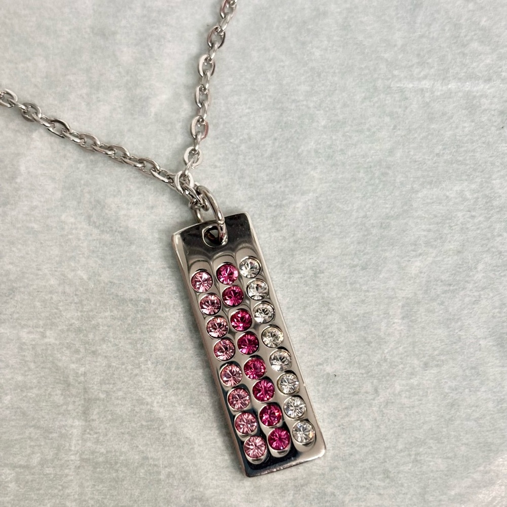 Vintage early 2000's Stainless steel Necklace Swarovski crystals